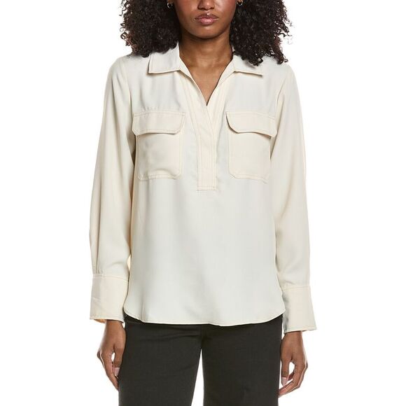 Vince Camuto Tops - Vince Camuto Womens  V-Neck Half Placket Top, White